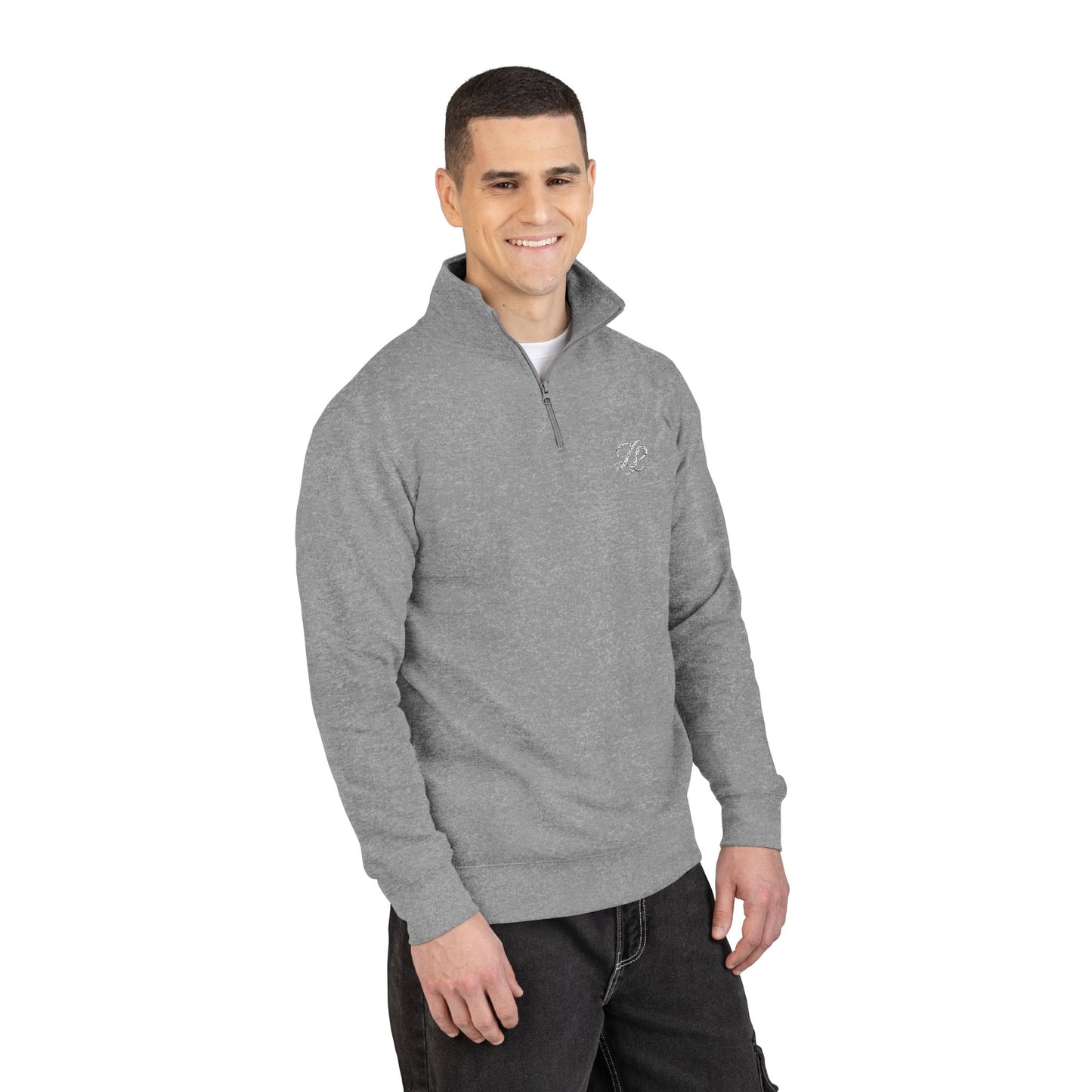 Embroidered ‘le prestige’ Fleece Pullover - Half-Zip Pullover