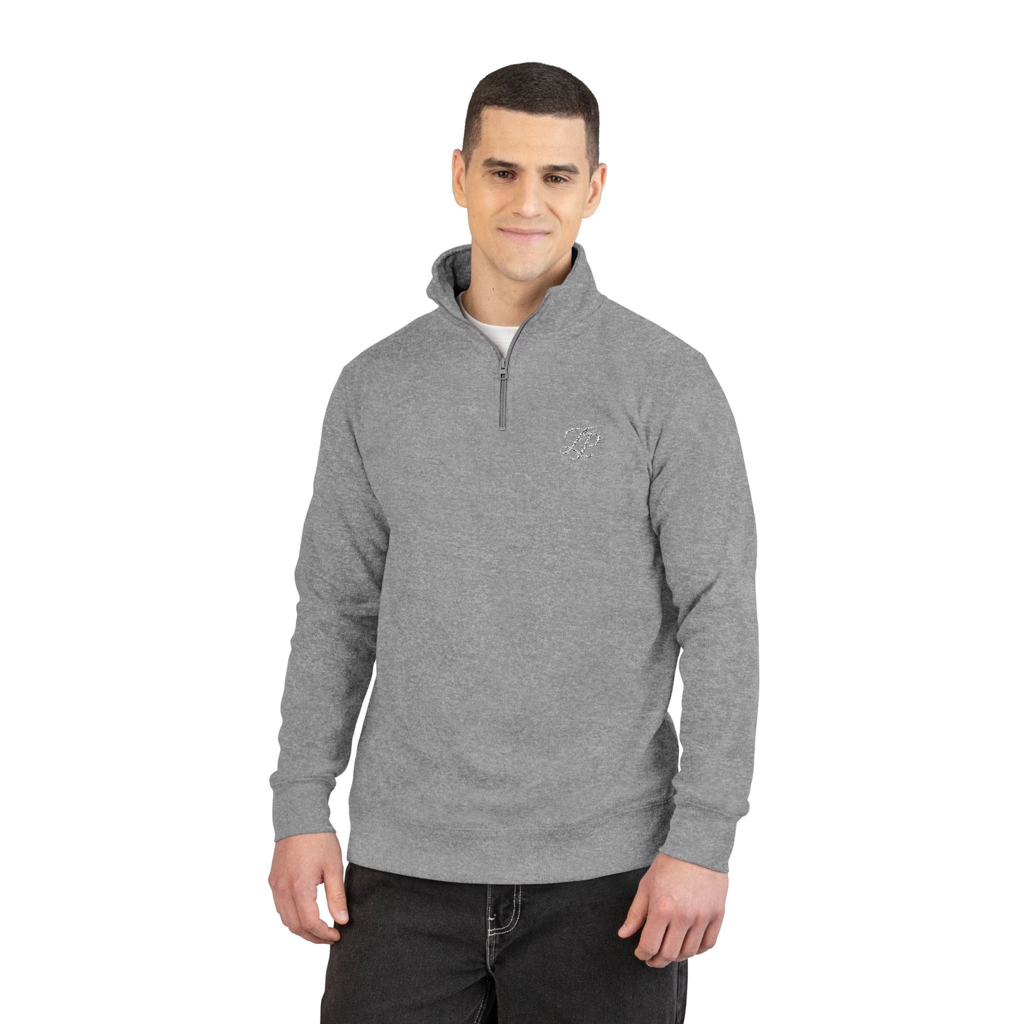 Embroidered ‘le prestige’ Fleece Pullover - Half-Zip Pullover