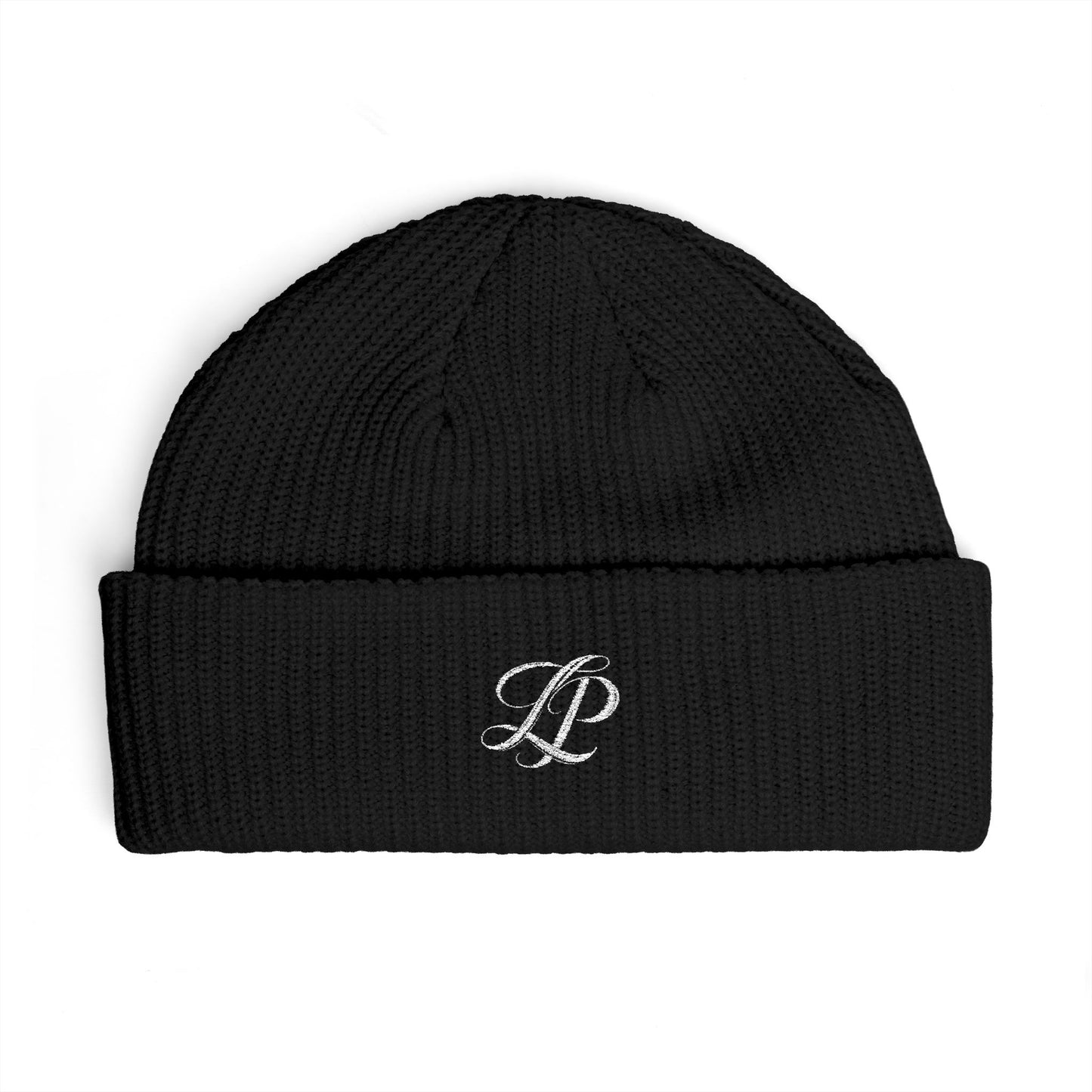 Embroidered LP Cuff Beanie — Classic Knit Winter Hat